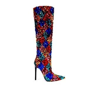 New Azalea Wang, Jimena Multi Stiletto Boot, Size 7.5